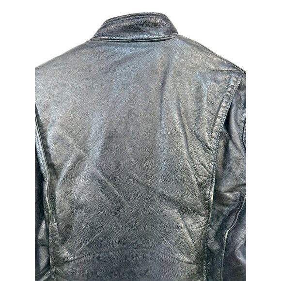 Leather Loft Mens Black Leather Jacket Size 40 With Zipper & Button Closure - Picture 15 of 16